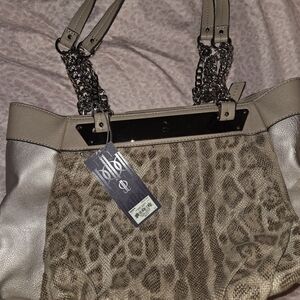 Jennifer Lopez Leopard Print Shoulder Bag in Beige and Brown
